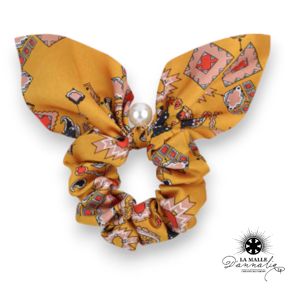 lamalledannalia-elastique-Colore-Motif-Jolie-Perle-sublimer-coiffures-moutarde