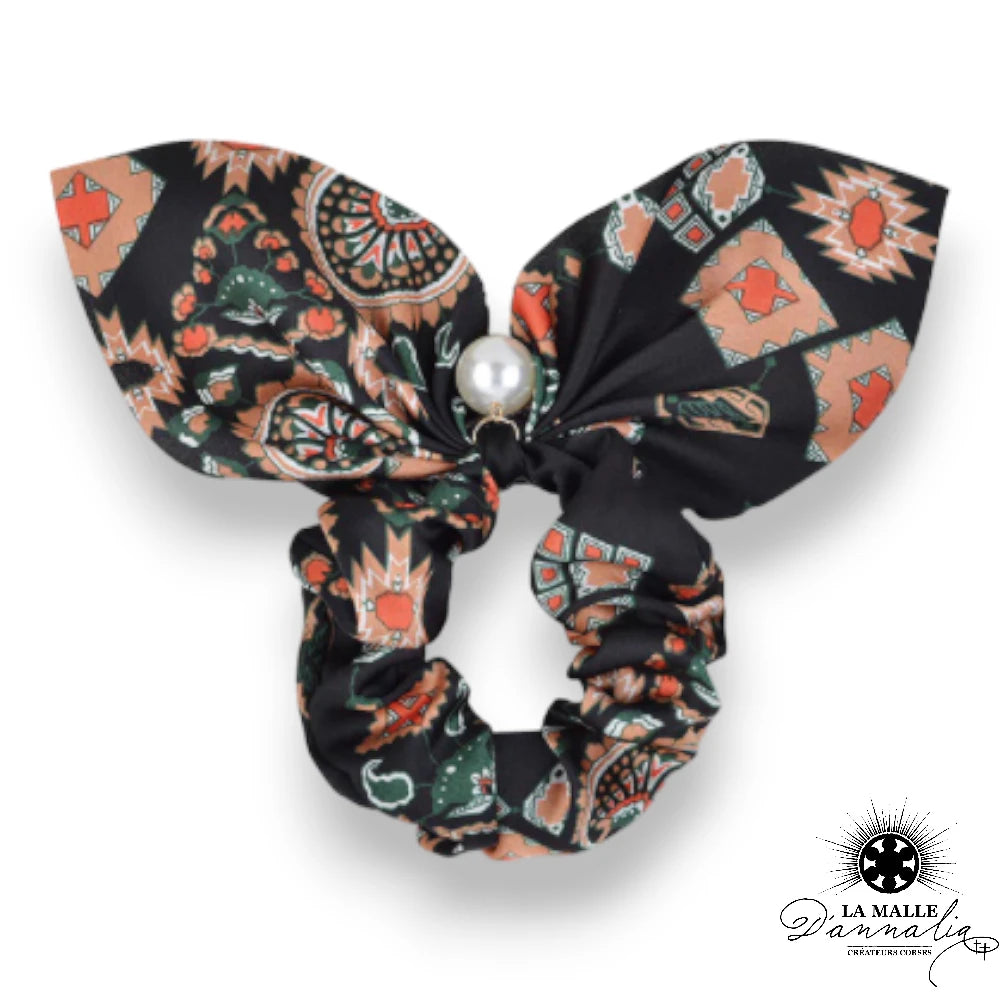 lamalledannalia-elastique-Colore-Motif-Jolie-Perle-sublimer-coiffures-noir