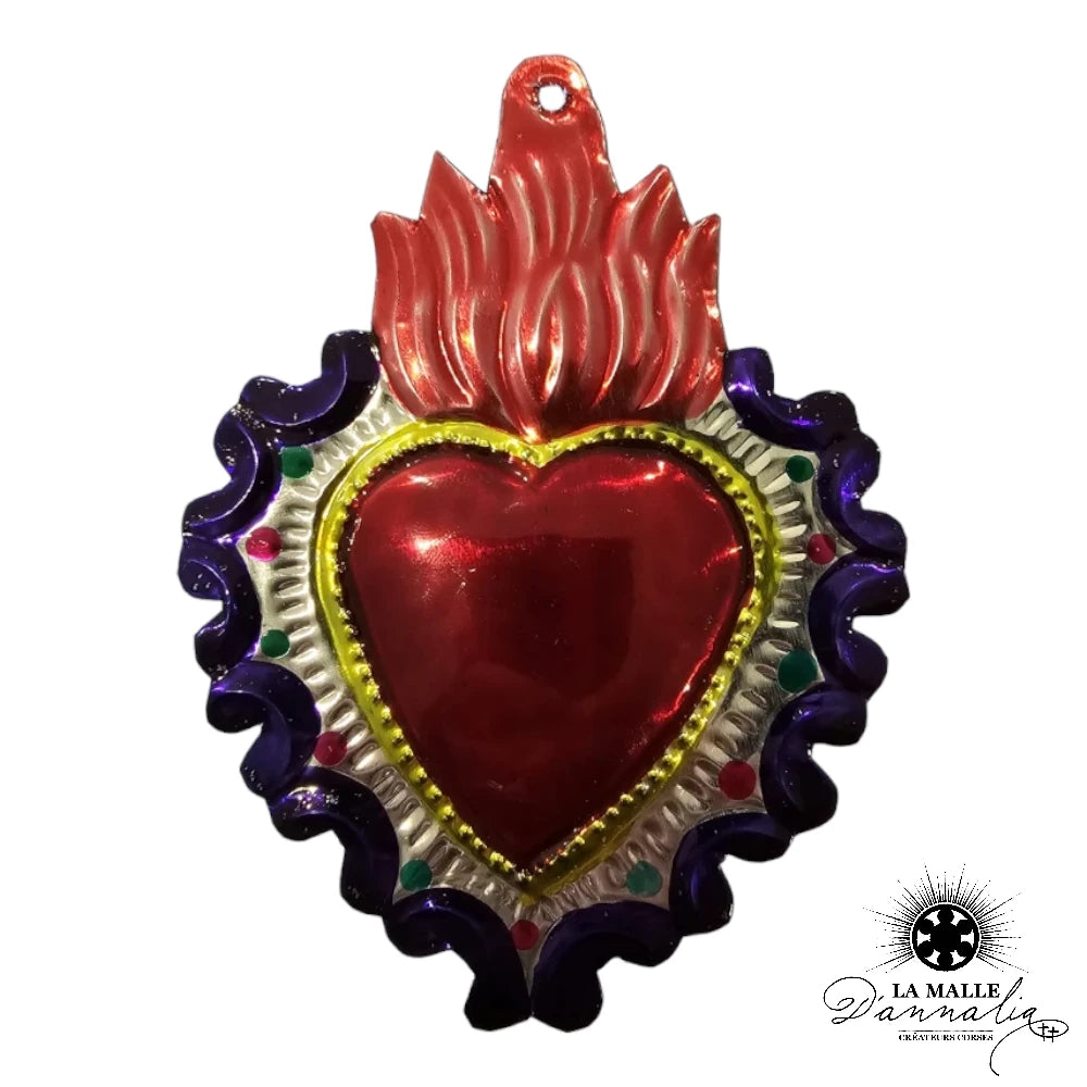 Coeur ex-voto mexicain avec suspension