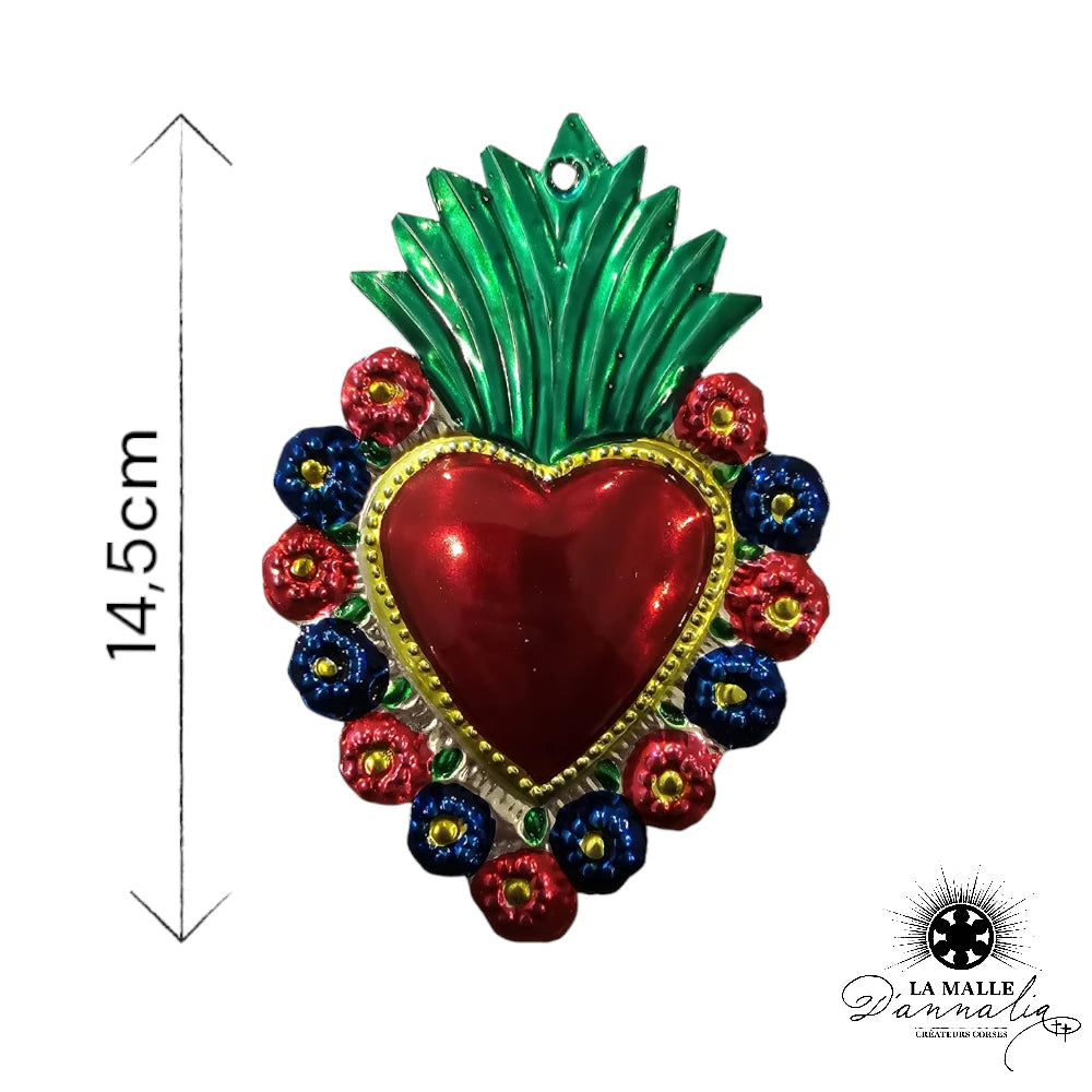 lamalledannalia-ex-voto-metal-repousse-mexique-mexicain-guadalupe-decoration-mural-coeur-rouge-bleu-fleur-vert-bleu
