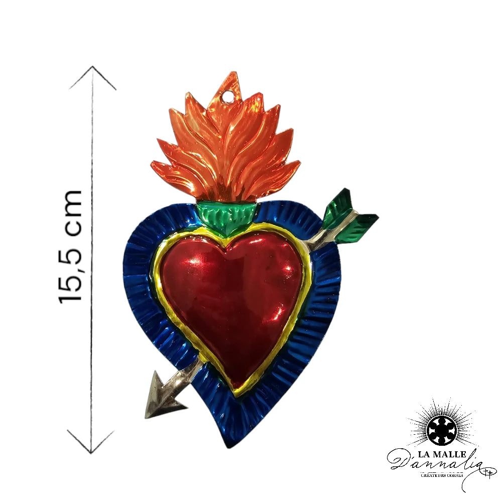 lamalledannalia-ex-voto-metal-repousse-mexique-mexicain-guadalupe-decoration-mural-coeur-rouge-fleche