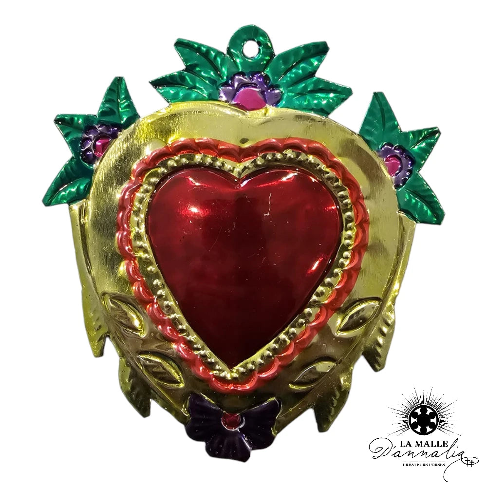 lamalledannalia-ex-voto-metal-repousse-mexique-mexicain-guadalupe-decoration-mural-coeur-rouge-fleur-jaune-vert-rose-createur
