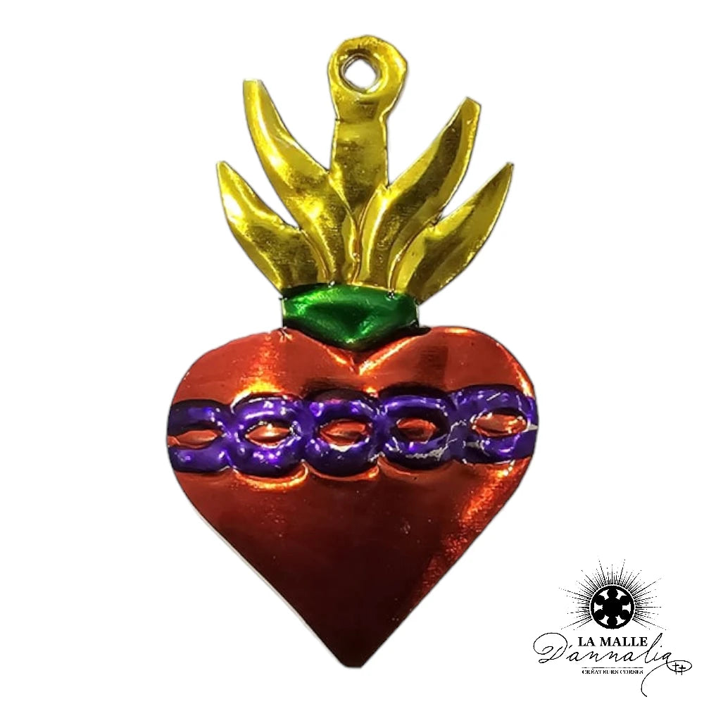 lamalledannalia-ex-voto-metal-repousse-mexique-mexicain-guadalupe-decoration-mural-coeur-rouge-jaune-fleur