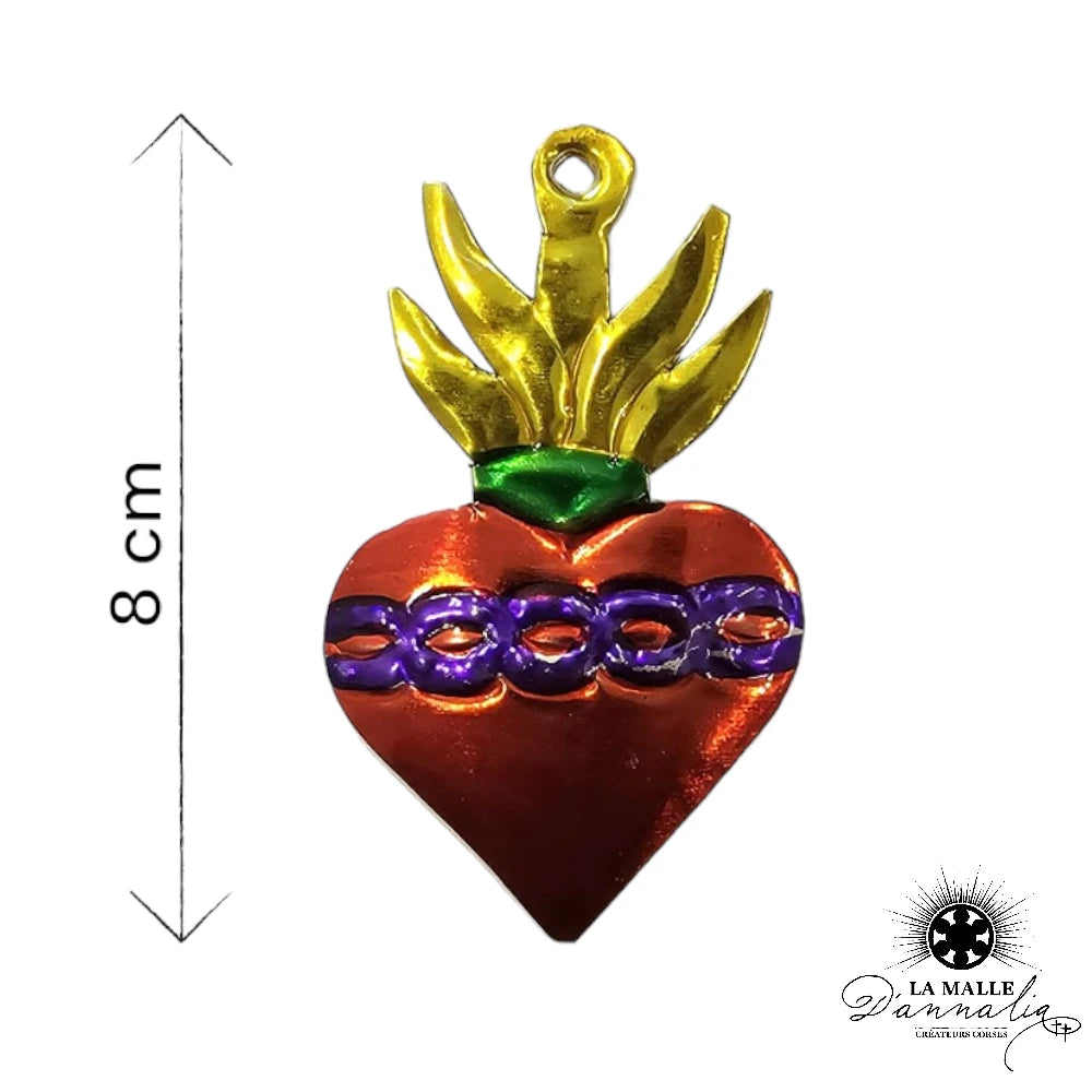 lamalledannalia-ex-voto-metal-repousse-mexique-mexicain-guadalupe-decoration-mural-coeur-rouge-jaune-fleur