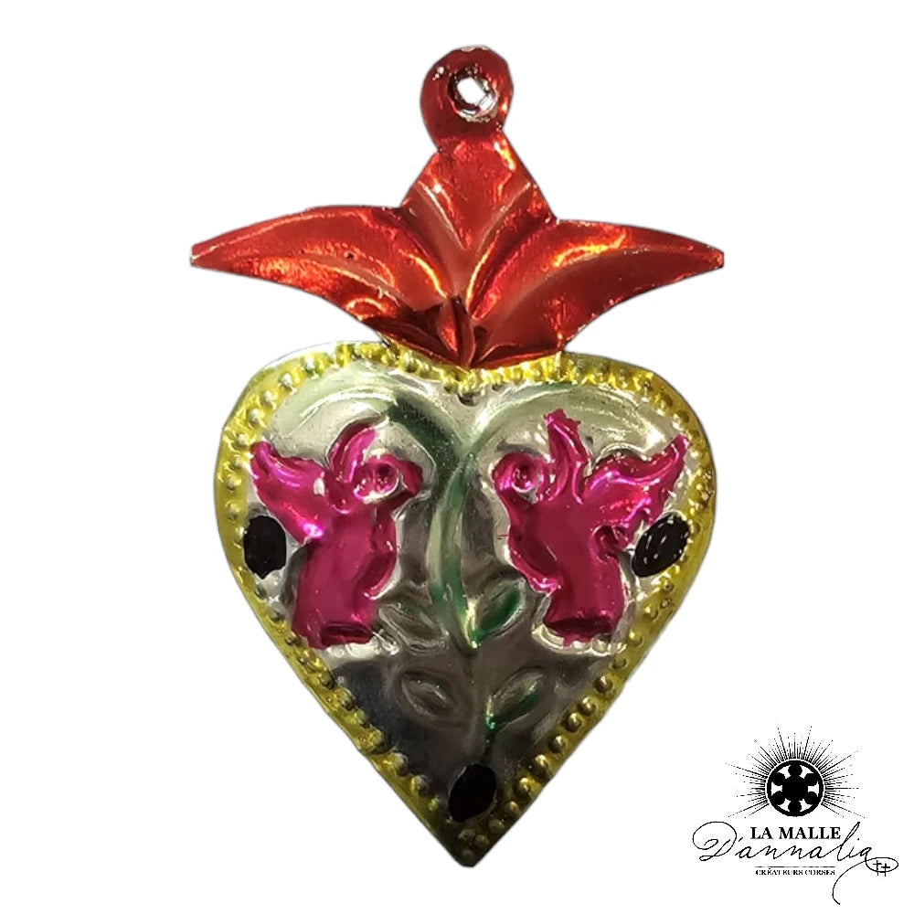 lamalledannalia-ex-voto-metal-repousse-mexique-mexicain-guadalupe-decoration-mural-coeur-rouge-oiseau-ange-createur