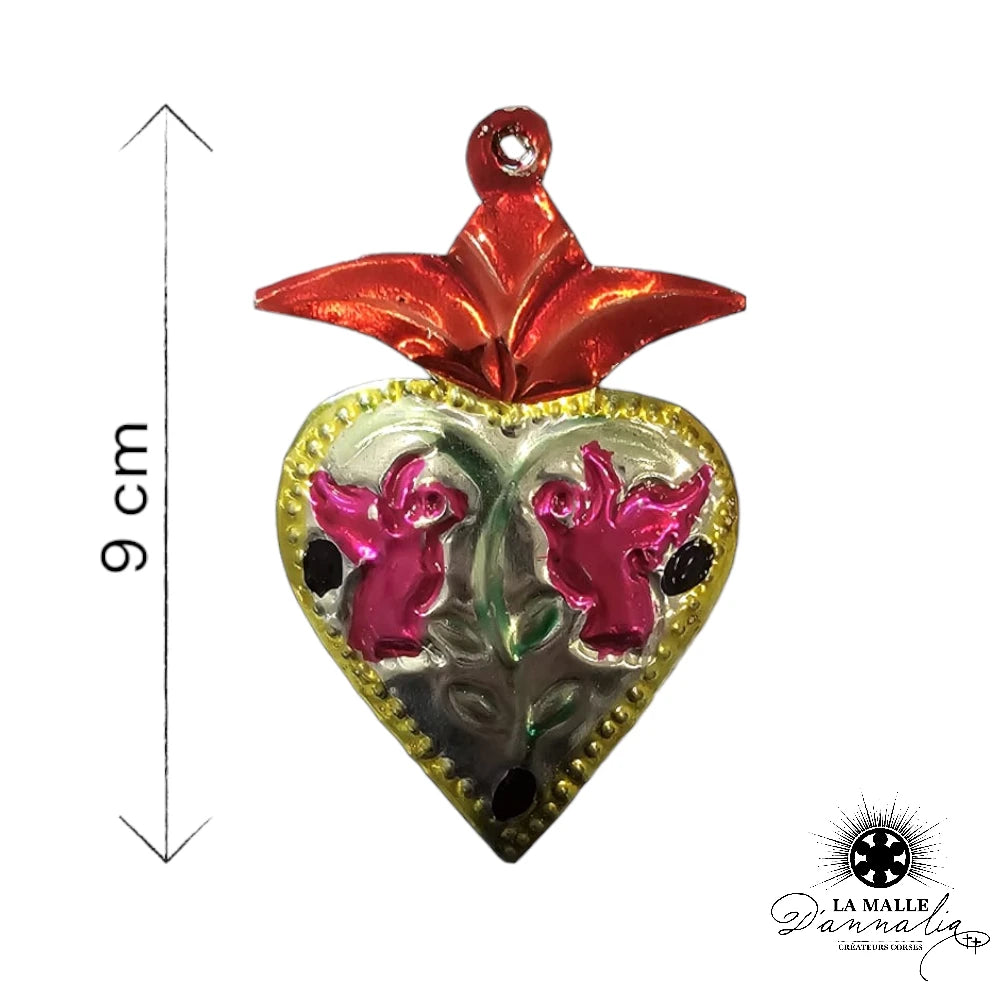 lamalledannalia-ex-voto-metal-repousse-mexique-mexicain-guadalupe-decoration-mural-coeur-rouge-oiseau-ange