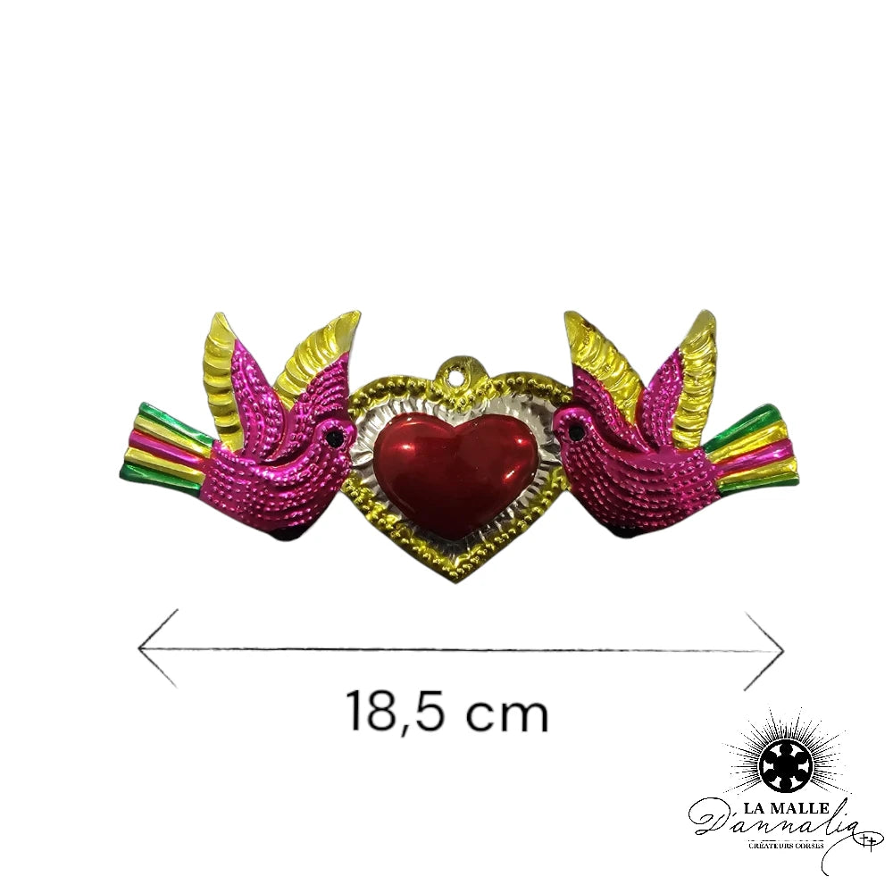 lamalledannalia-ex-voto-metal-repousse-mexique-mexicain-guadalupe-decoration-mural-coeur-rouge-oiseaux