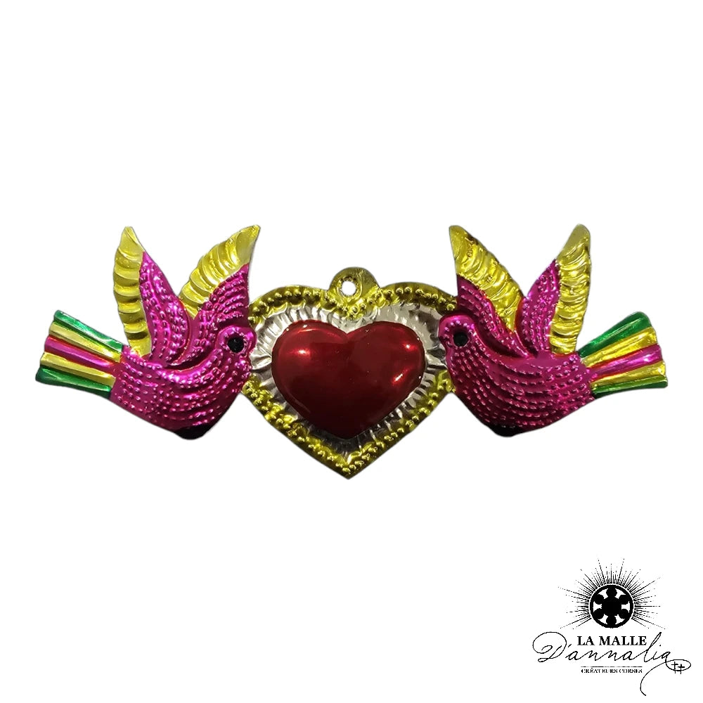 lamalledannalia-ex-voto-metal-repousse-mexique-mexicain-guadalupe-decoration-mural-coeur-rouge-oiseaux
