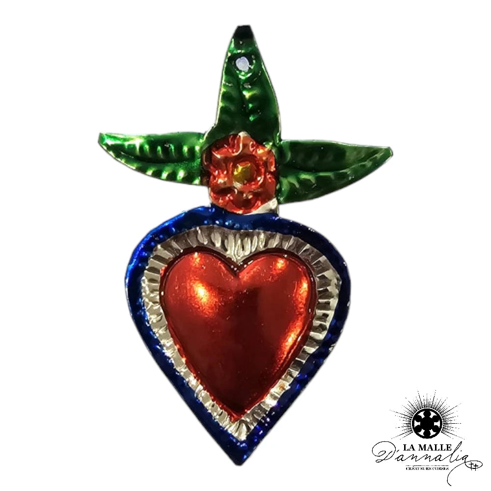 lamalledannalia-ex-voto-metal-repousse-mexique-mexicain-guadalupe-decoration-mural-coeur-rouge-vert-fleur