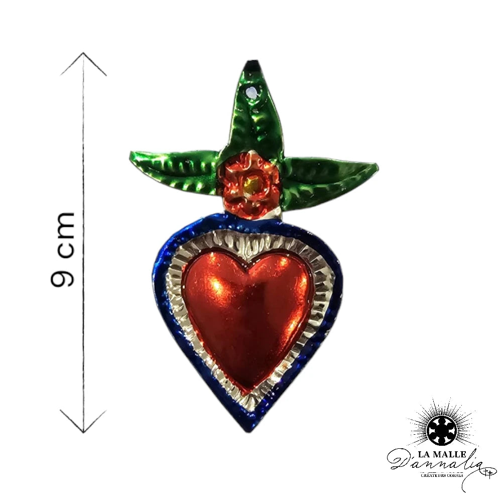 lamalledannalia-ex-voto-metal-repousse-mexique-mexicain-guadalupe-decoration-mural-coeur-rouge-vert-fleur