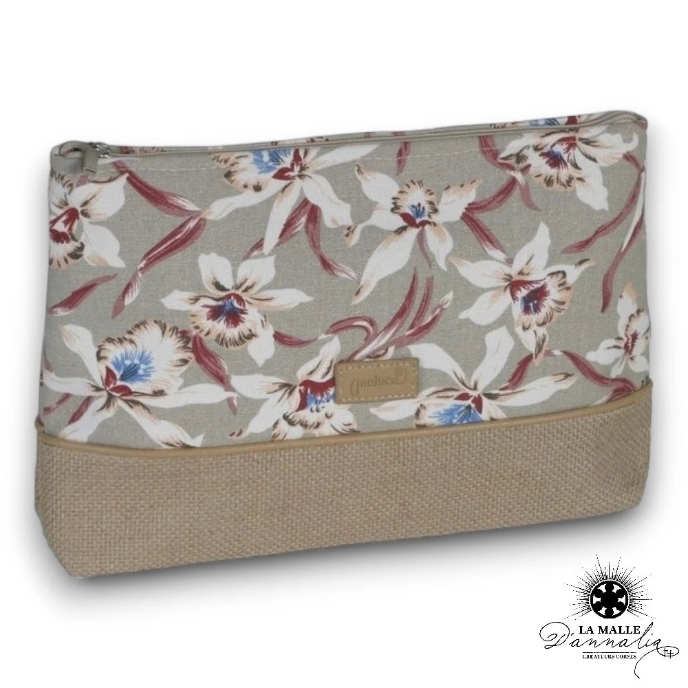 Pochette beige avec orchidées