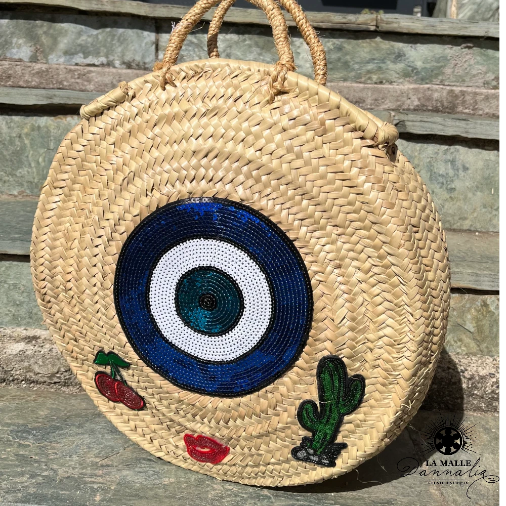 Grand panier rond Oeil protecteur fait main