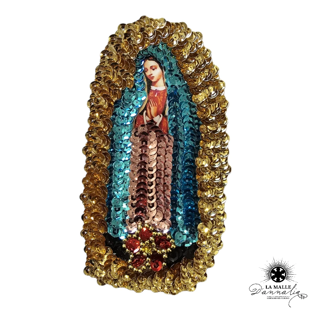 MEXIQUE : Ecussons Vierge Guadalupe coloris fleur aléatoire