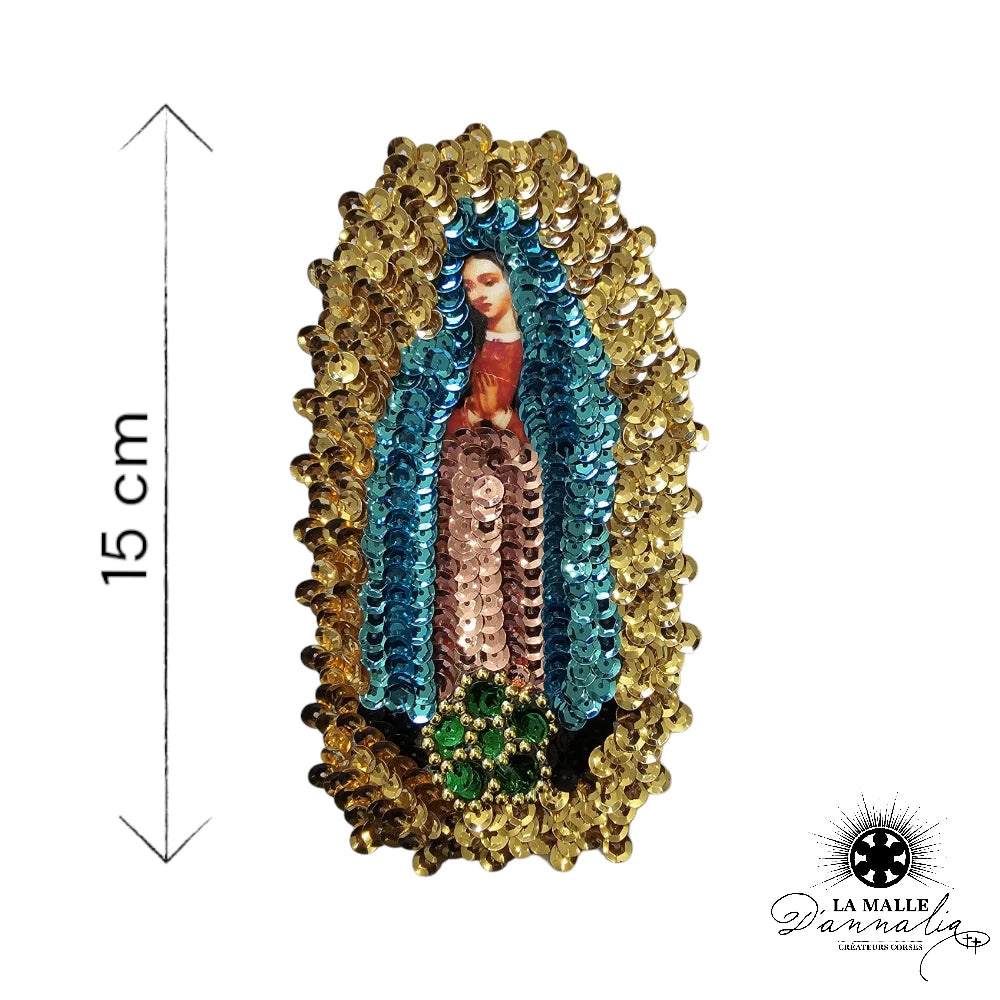 lamalledannalia-sequin-mexique-mexicain-guadalupe-decoration-mural-vierge-vert-bleu