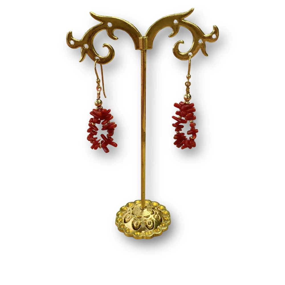 lamalledannalia Boucles d'Oreilles Pendantes Corail Coppolini OR