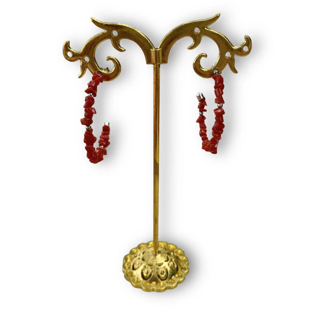 lamalledannalia Boucles d'oreille Créoles en Corail Rouge Corse argent