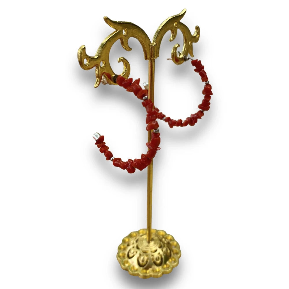 lamalledannalia Boucles d'oreille Créoles en Corail Rouge Corse argent