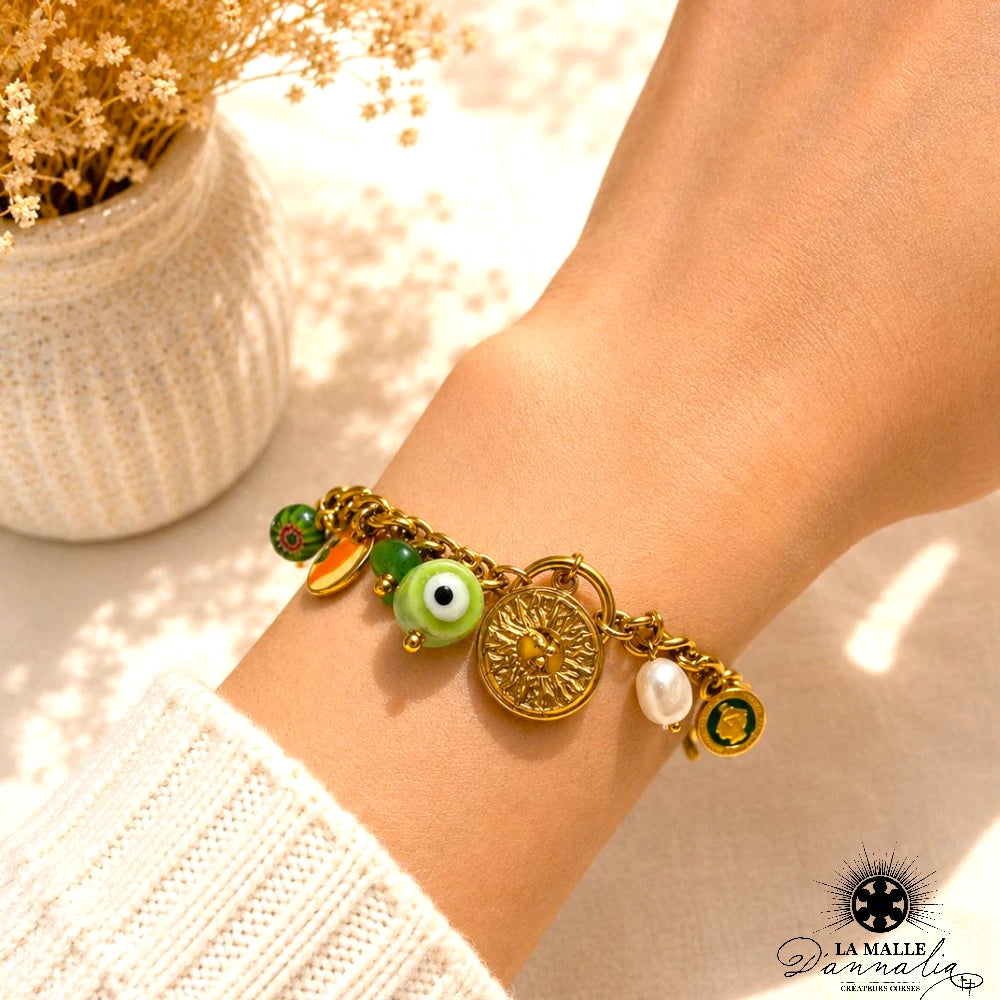 Bracelet Douille & Œil Protection — Charm Talisman Corse 4 Coloris