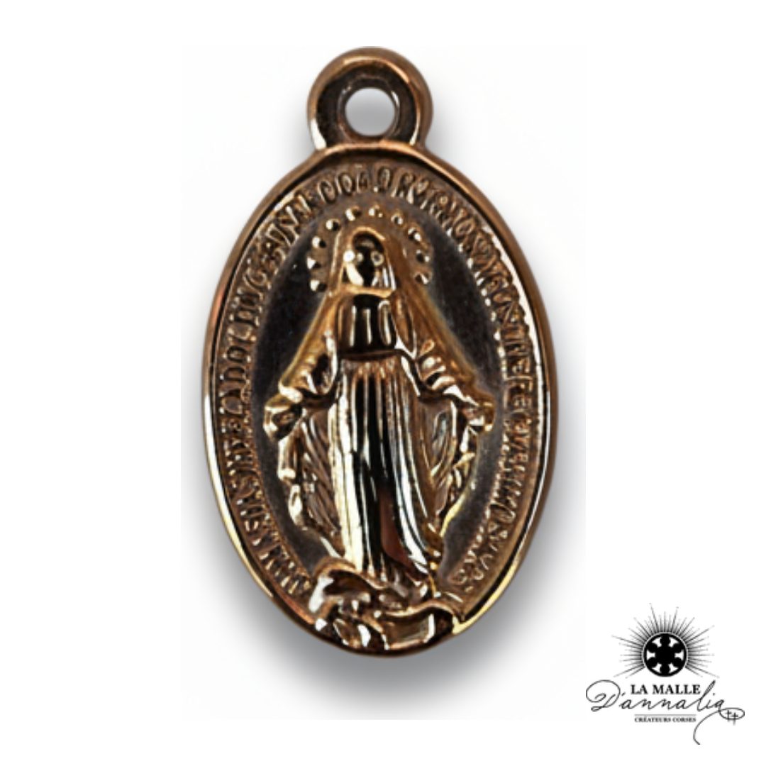breloque médaille miraculeuse ovale gravée style antique catholique 2,1cm La Malle d'Annalia