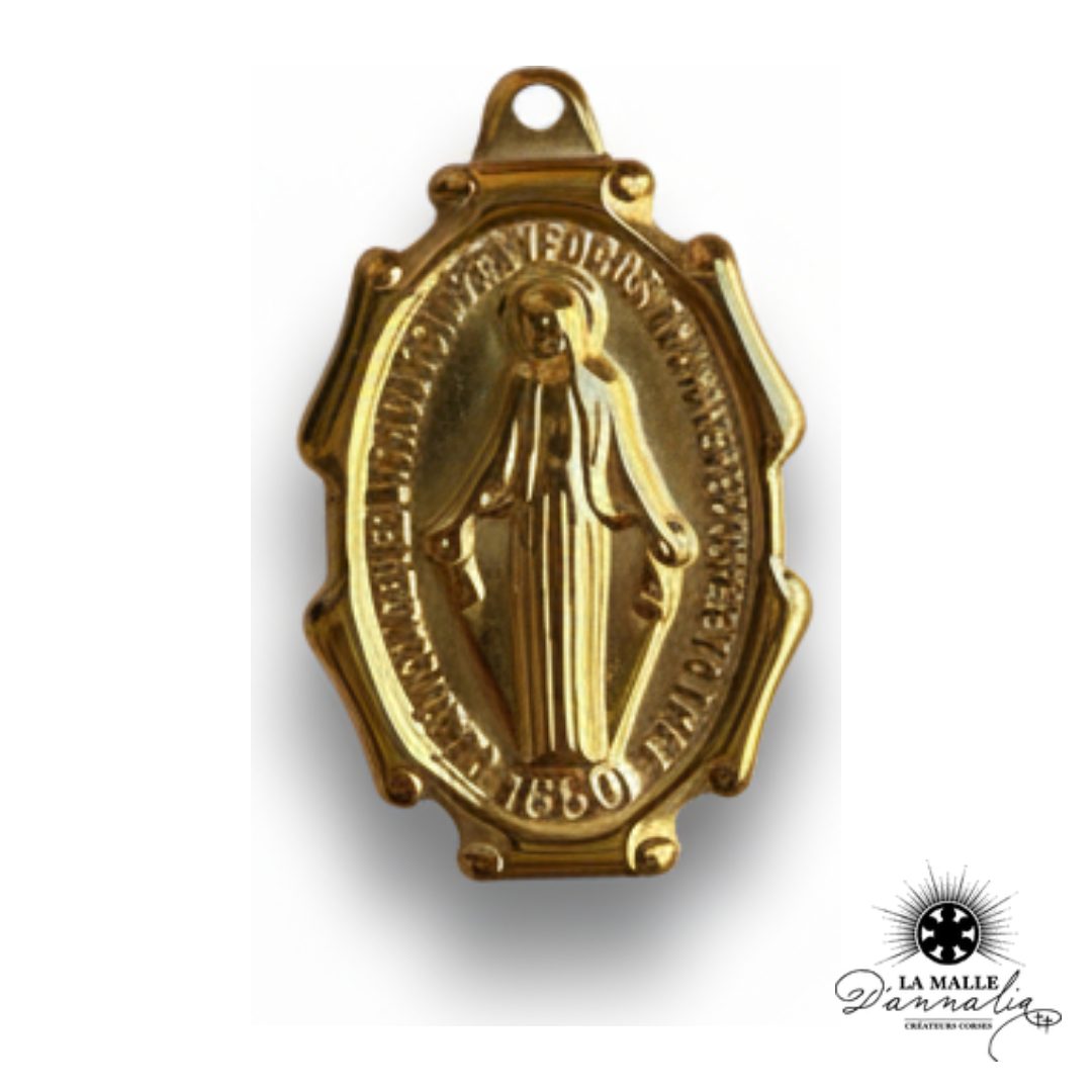 breloque médaille miraculeuse ovale dorée Vierge Marie 2,4cm charm dévotion La Malle d'Annalia