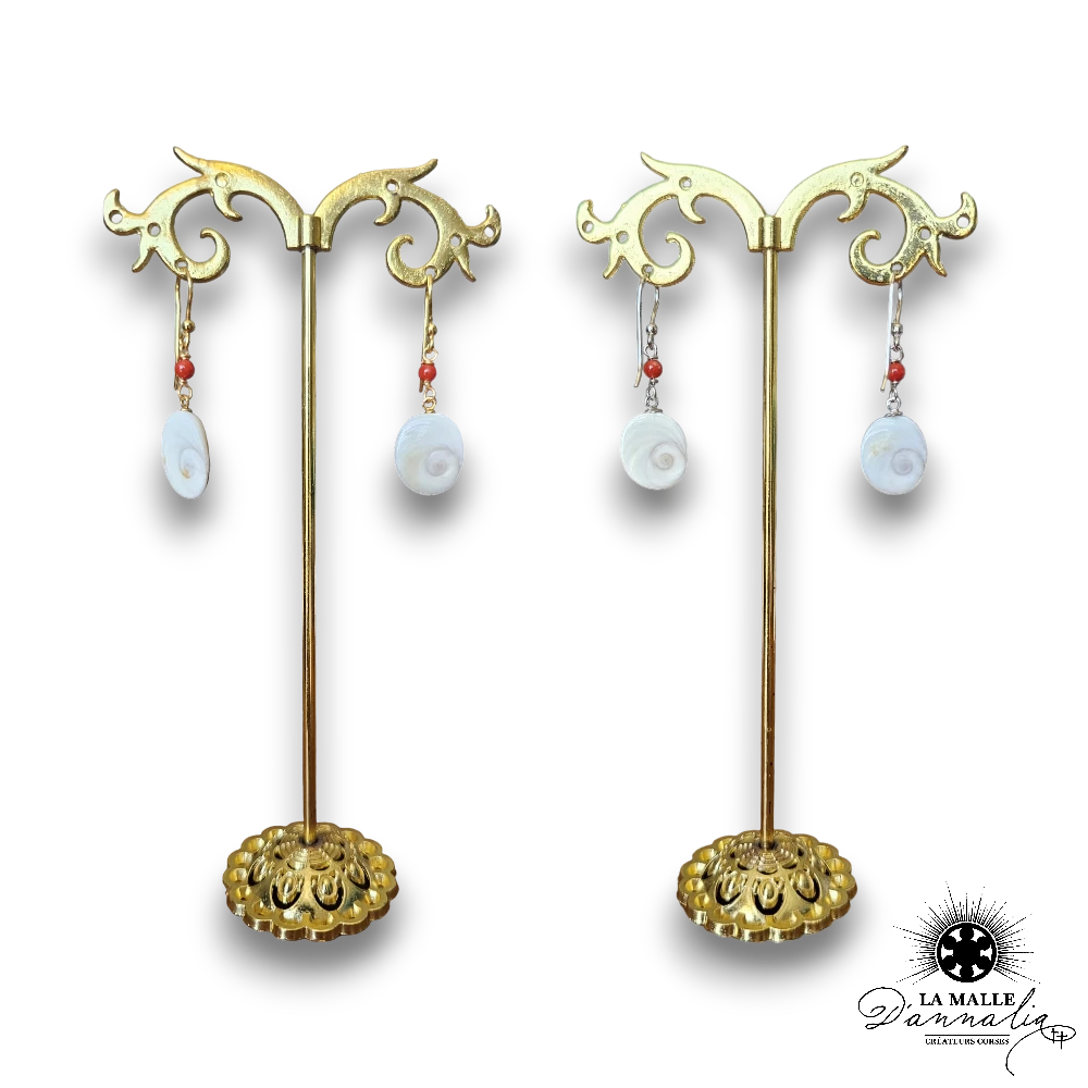 oeil saint lucie perle corail rouge plaque or argent lamalledannalia