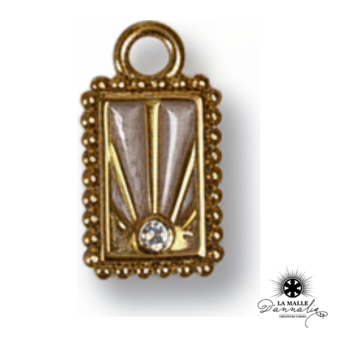 Breloque Œil Rectangle Doré — Charm Solaire Talisman 1,3 cm