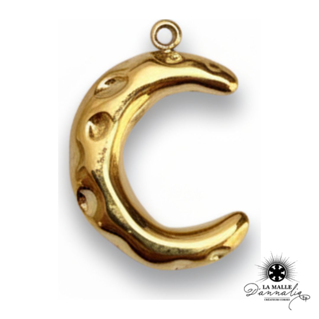 breloque croissant de lune bombé métal doré charm céleste mystique La Malle d'Annalia