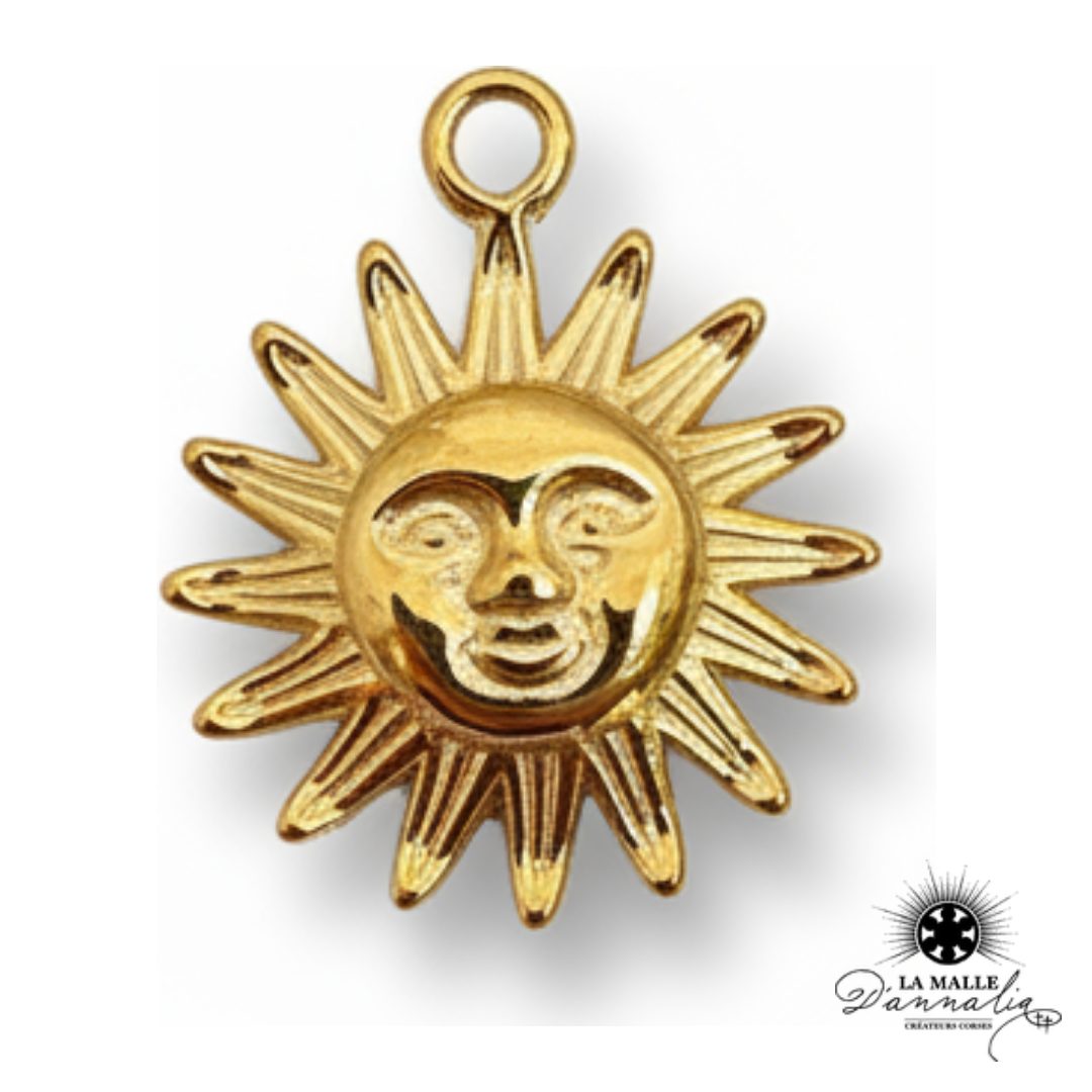 breloque soleil radiant visage métal doré charm céleste poétique La Malle d'Annalia