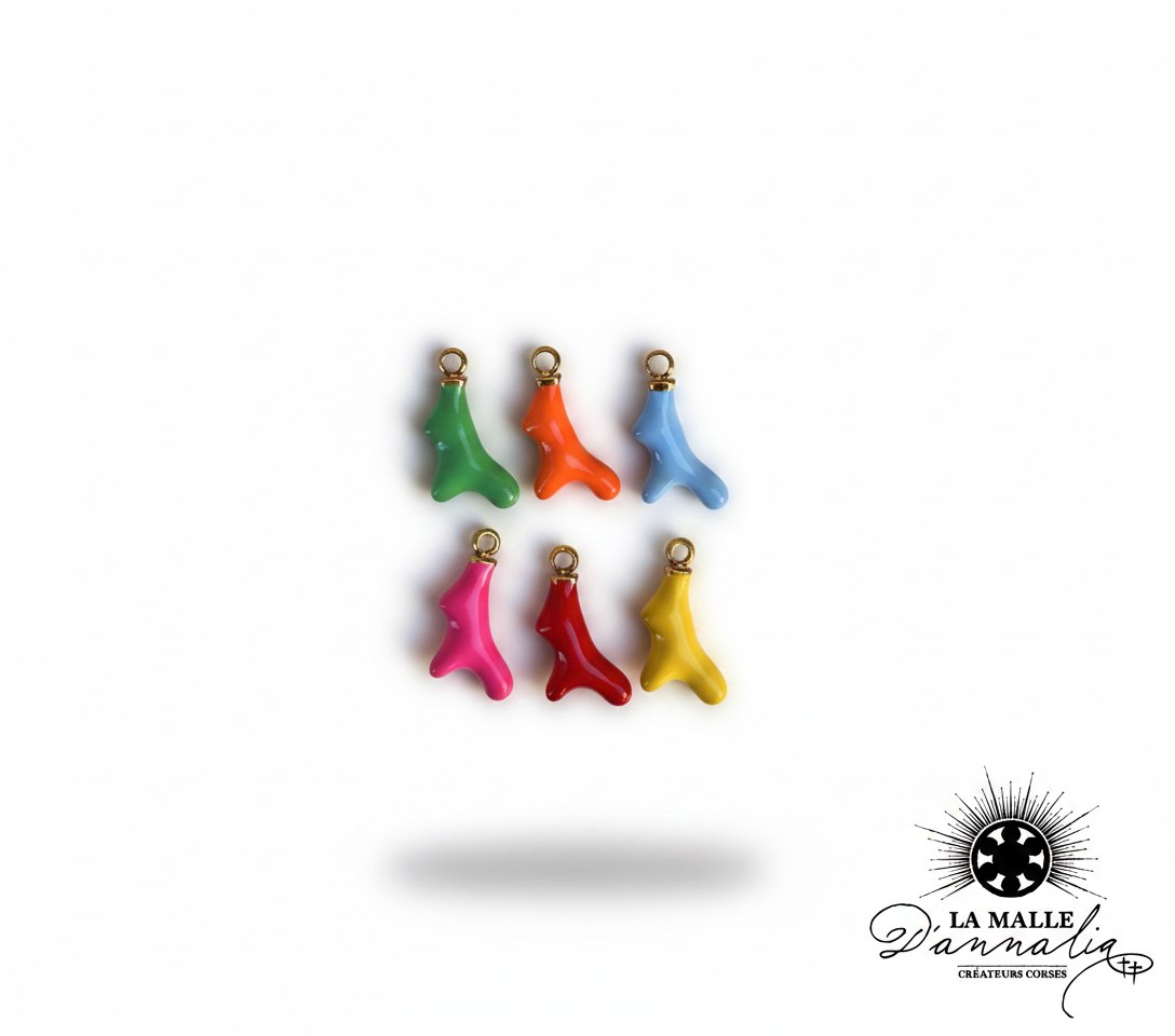 breloques corail émaillées colorées pour création de bijoux lamalledannalia