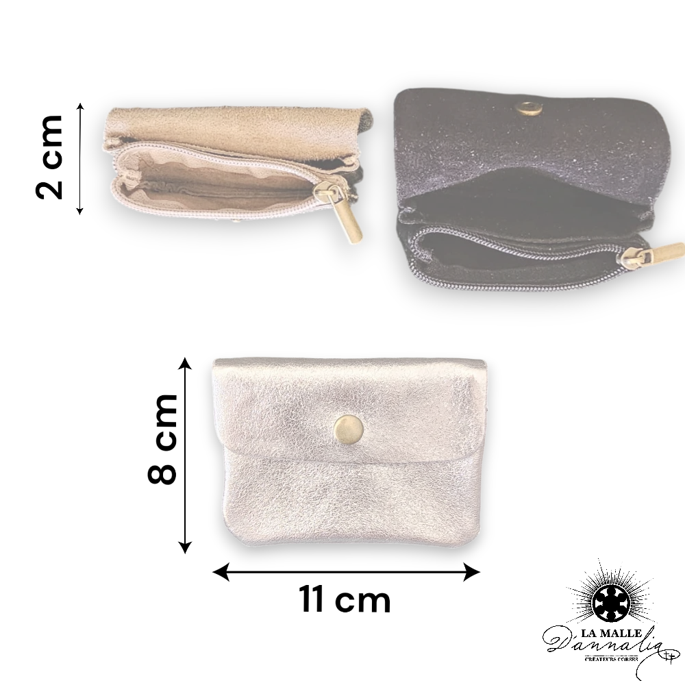 Porte monnaie pailleté en cuir Italien