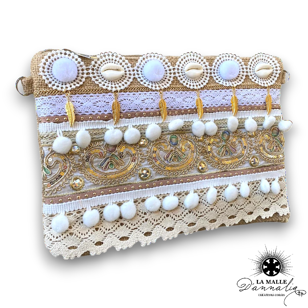 pochette boheme chic beige lamalledannalia