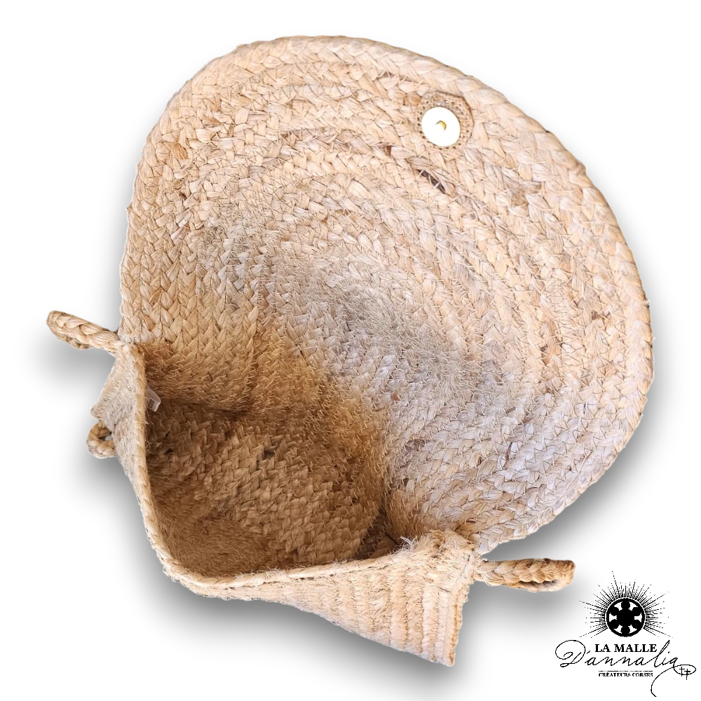 pochette en paille oeil argenté lamalledannalia