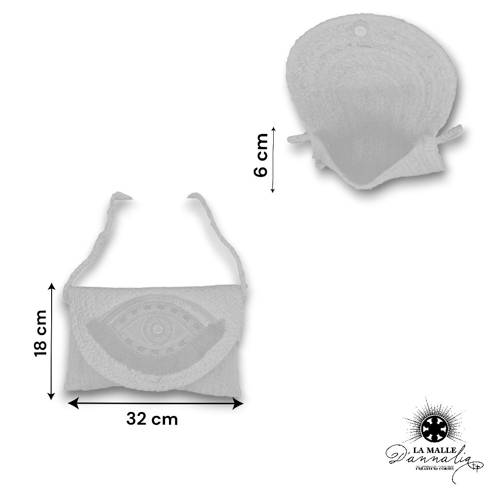 pochette en paille oeil bleu lamalledannalia