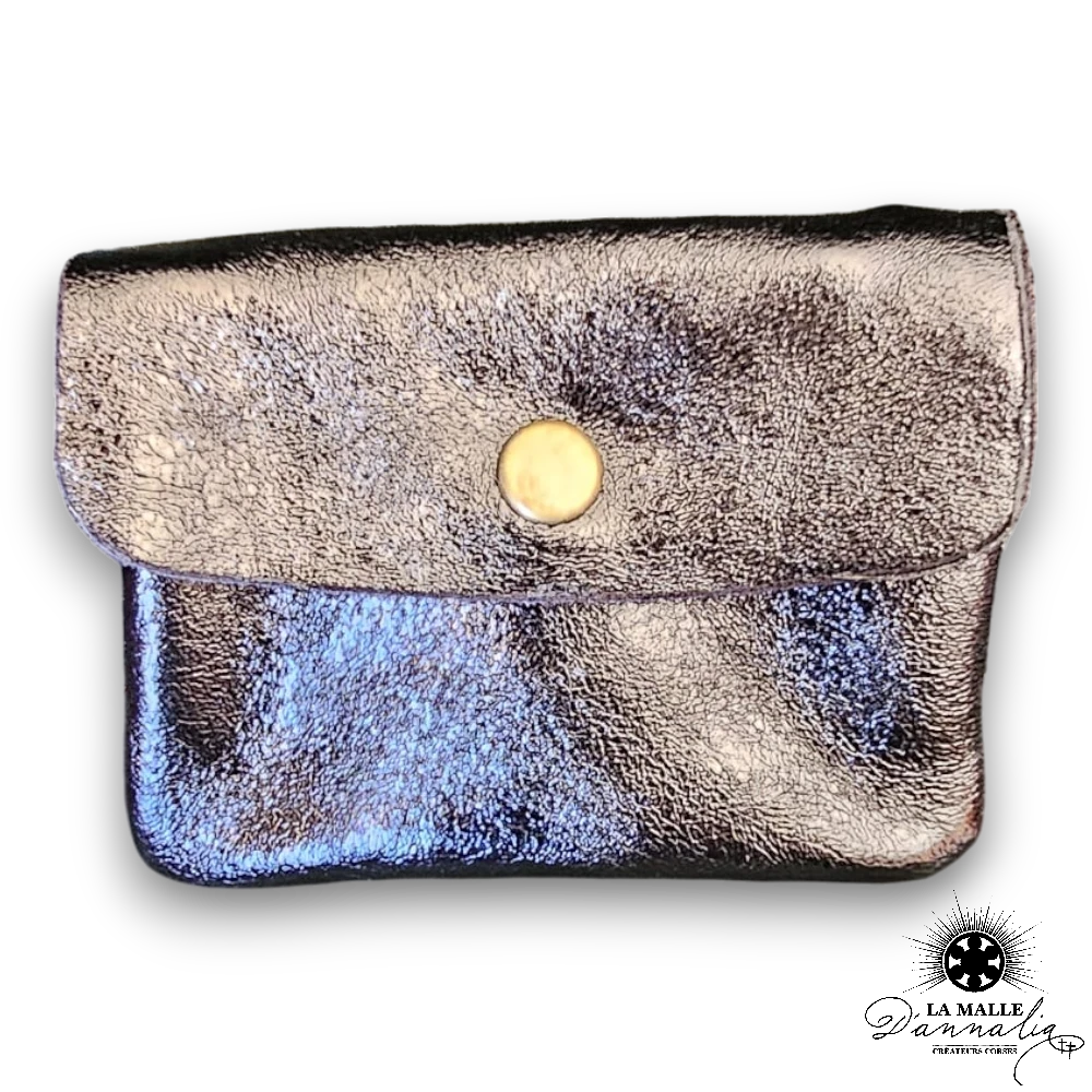 Porte monnaie pailleté en cuir Italien