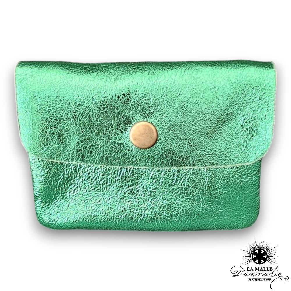 Porte monnaie pailleté en cuir Italien