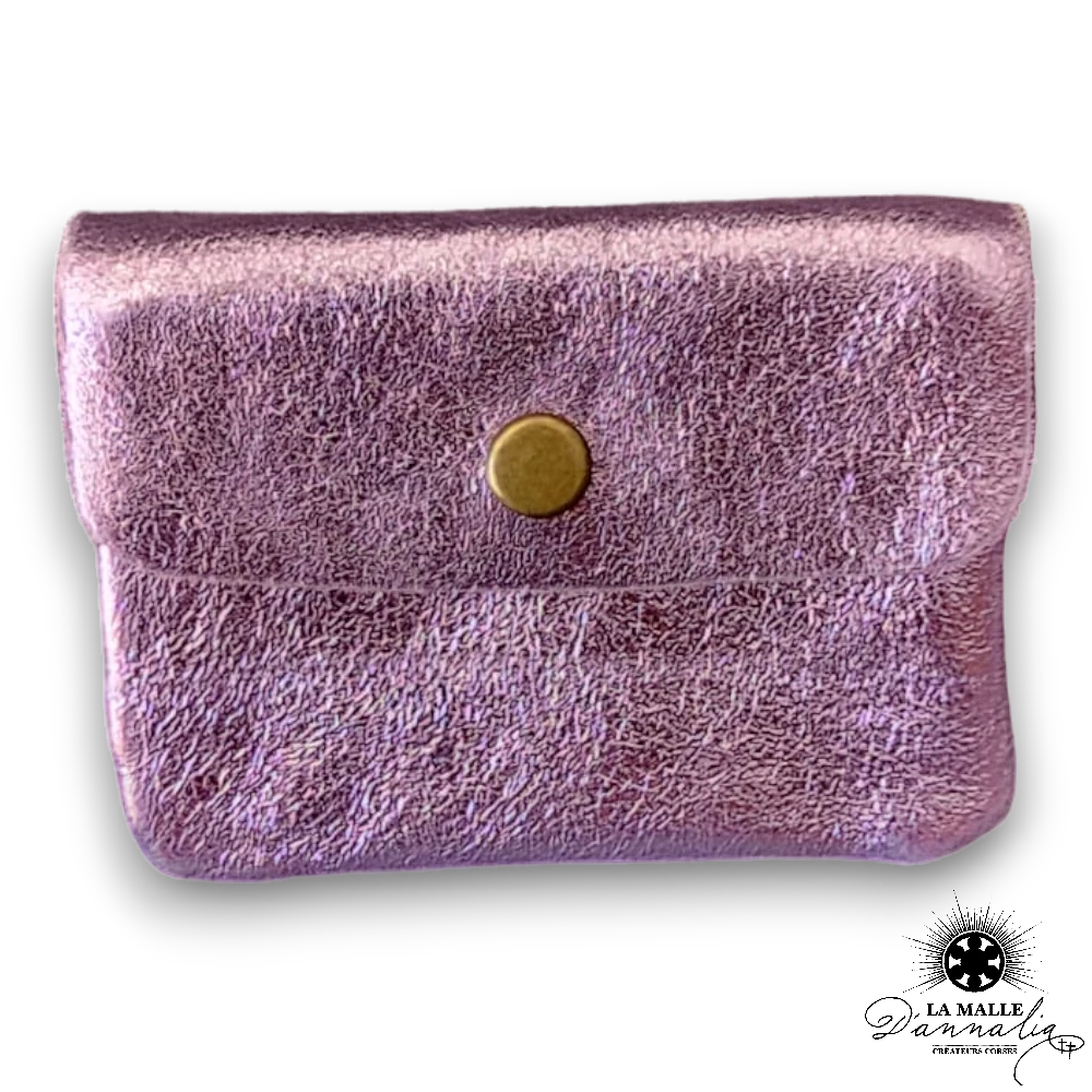 Porte monnaie pailleté en cuir Italien