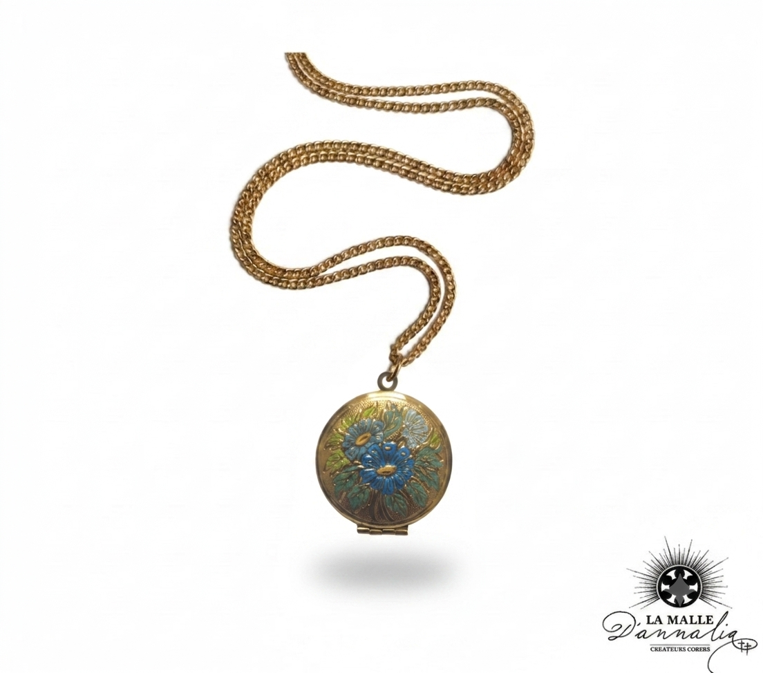 Médaillon Porte-Photo Fleuri Artisanal — Pendentif 3 cm