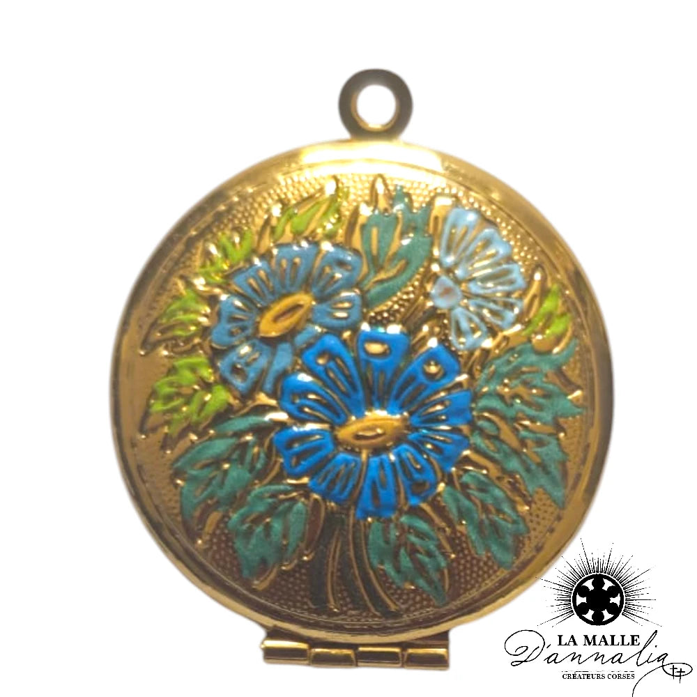 Médaillon Porte-Photo Fleuri Artisanal — Pendentif 3 cm