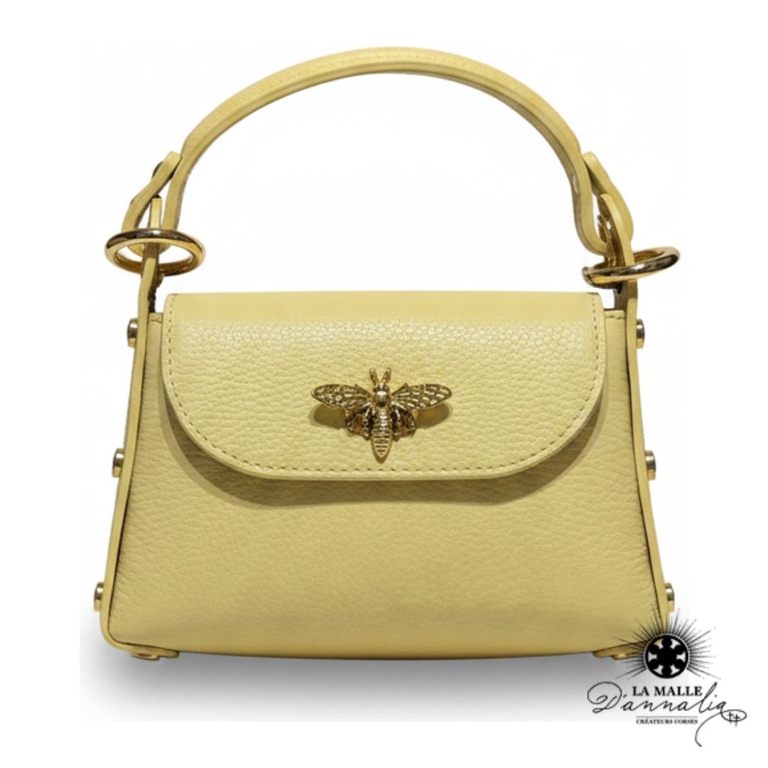 Sac Cuir Véritable Jaune Paille & Abeille Dorée — Italie