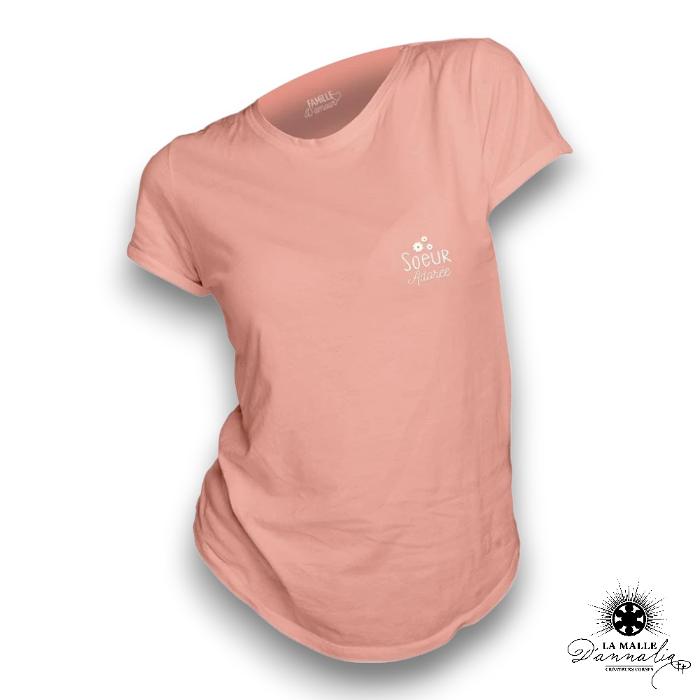 t shirt femme soeur rose lamalledannalia