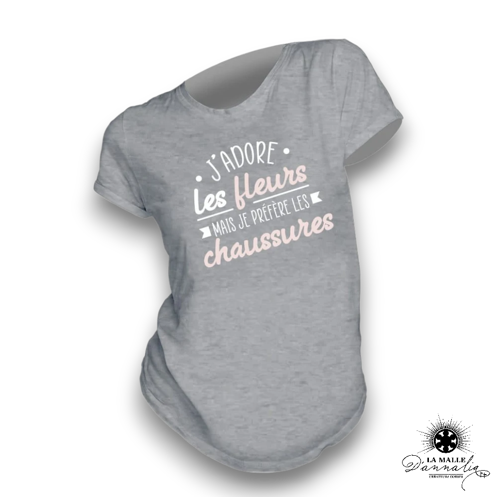tee shirt femme humour jadore fleur chaussure lamalledannalia
