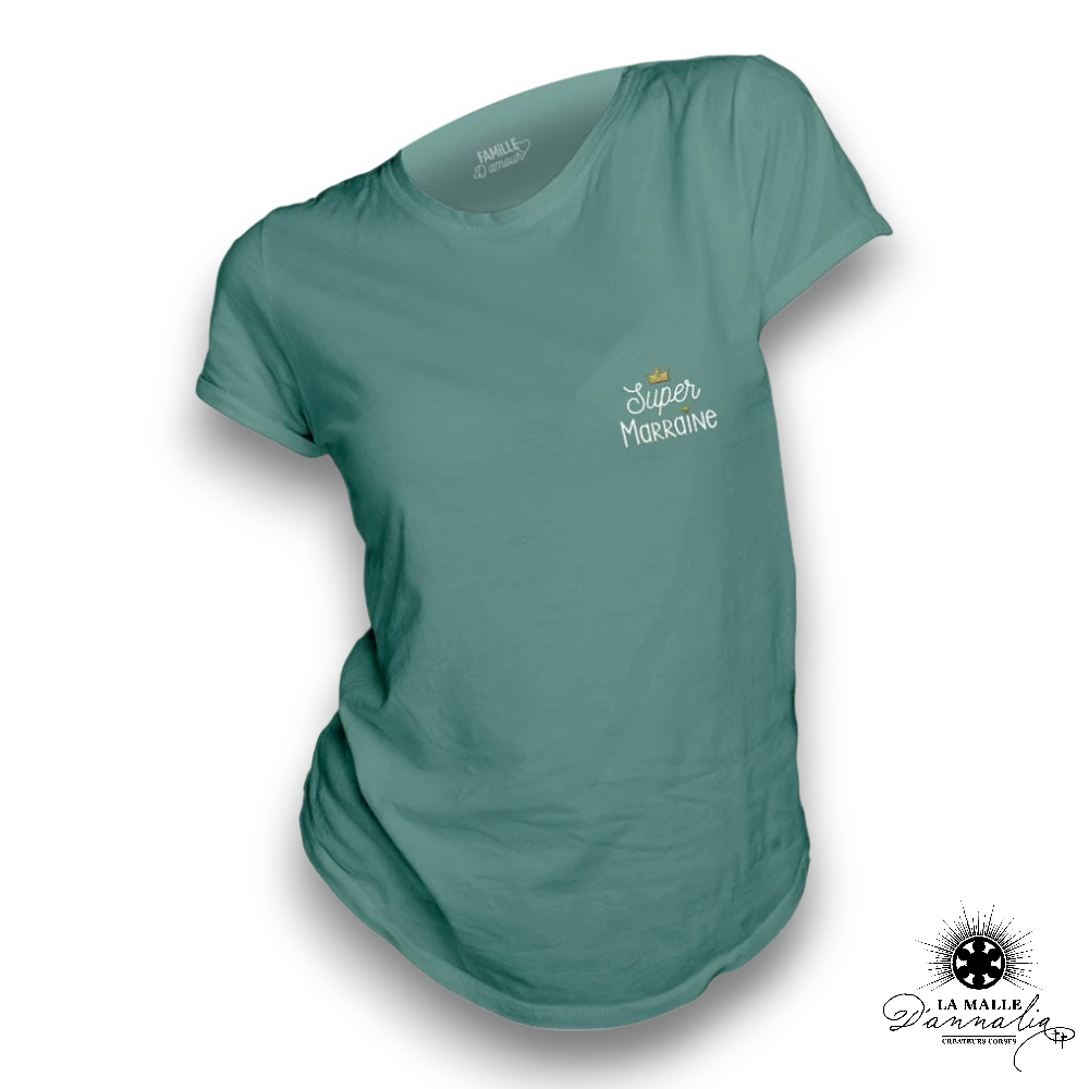 tee shirt femme marraine vert lamalledannalia