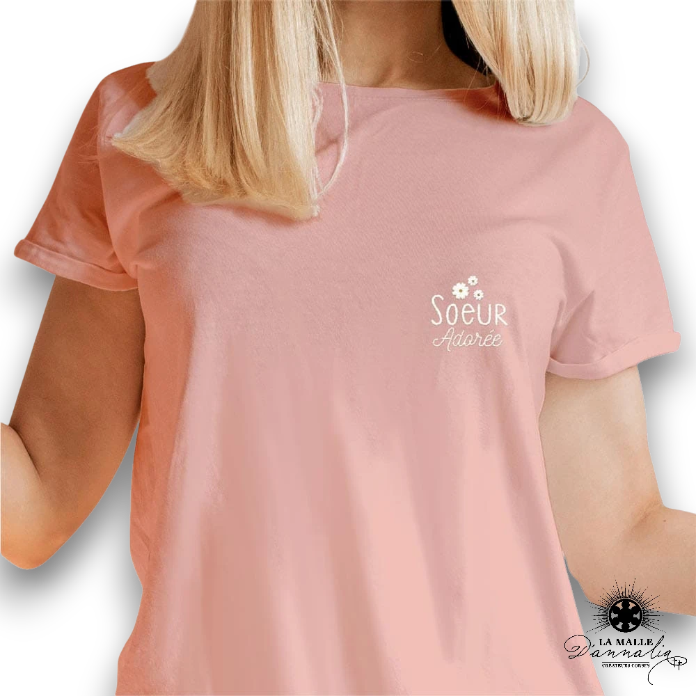 tee shirt femme soeur rose lamalledannalia