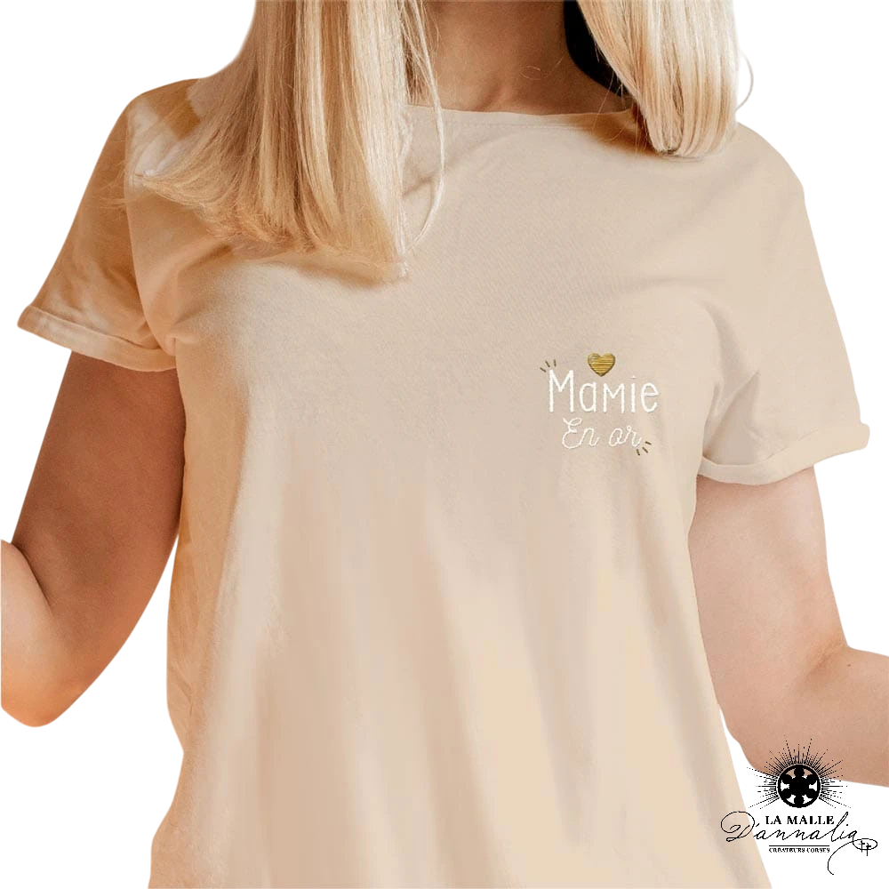 tee shirts mamie en or beige lamalledannalia