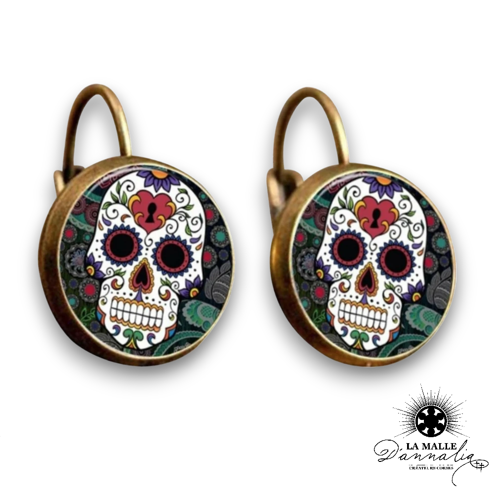 tete de mort boucle oreille lamalledannalia