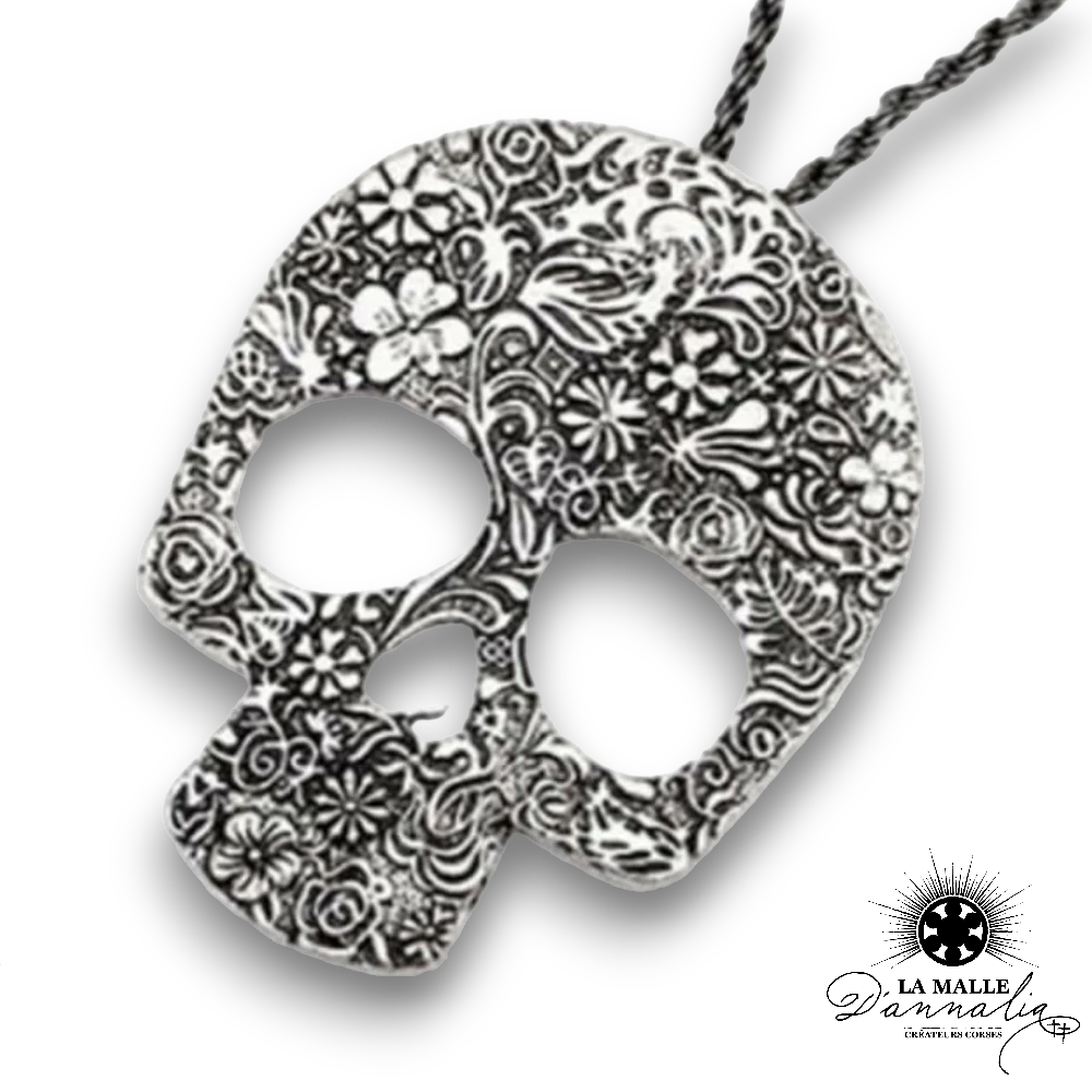 tete de mort collier fleur lamalledannalia