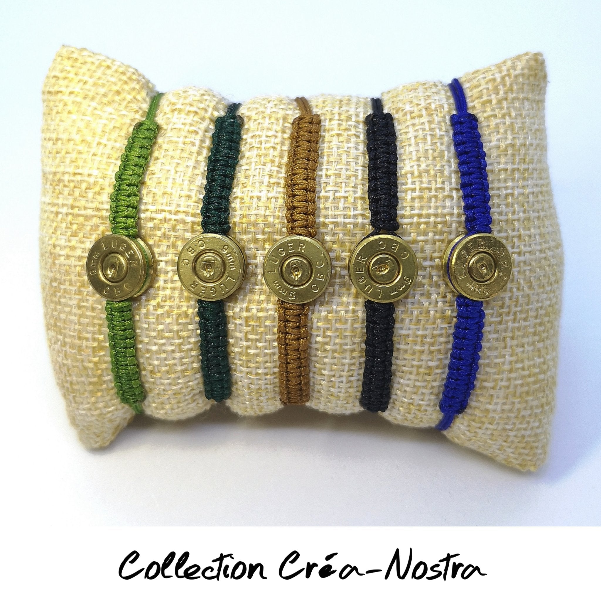 Bracelet corde douille recyclée laiton tressage très fin idee cadeau