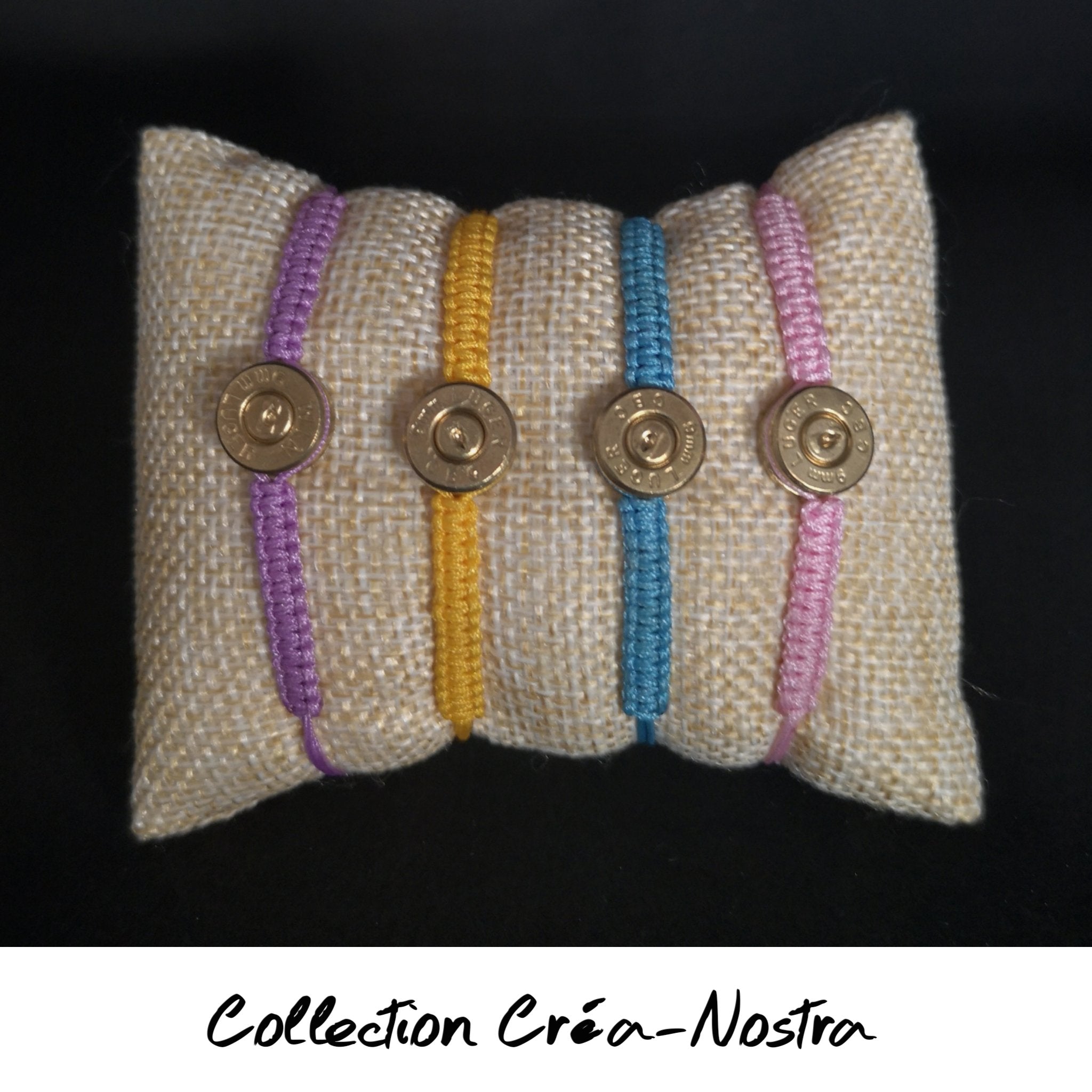 Bracelet corde douille recyclée laiton tressage très fin idee cadeau