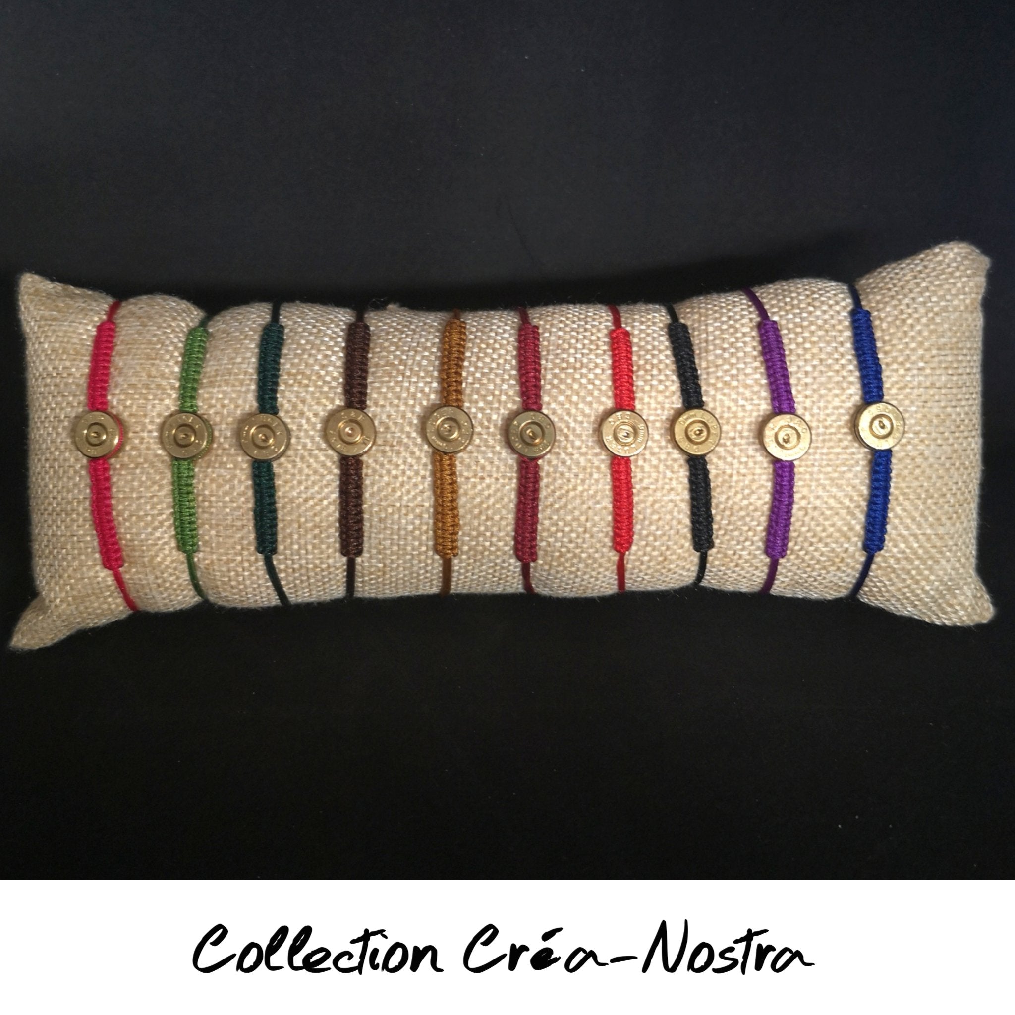 Bracelet corde douille recyclée laiton tressage très fin idee cadeau