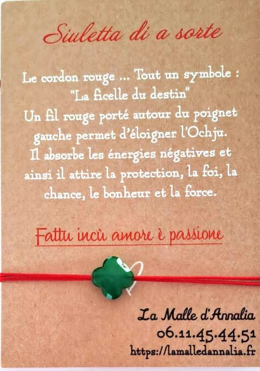 Bracelet Fil Rouge Trèfle en Verre - Chance et Élégance - Ajustable - Fait Main en Corse